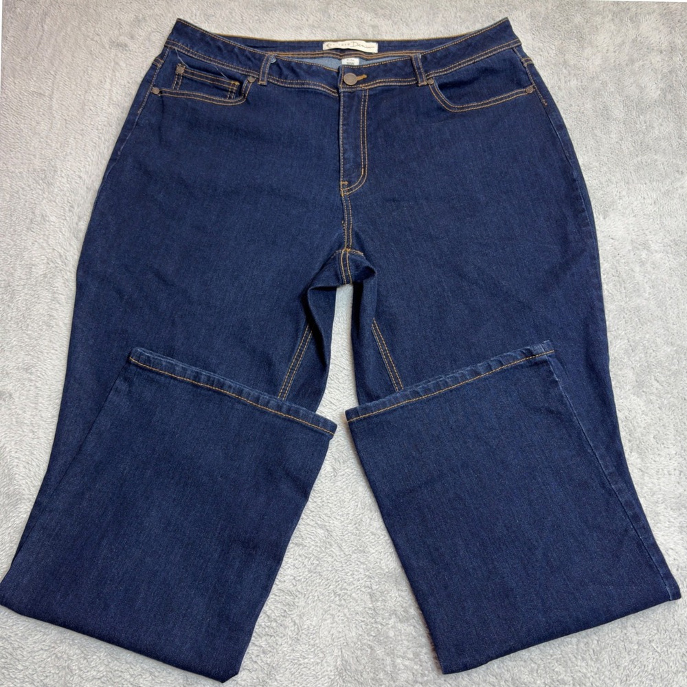 Est 1946 Straight Leg Jeans Women's 18W Dark Wash Blue High Rise Stretch 36/29